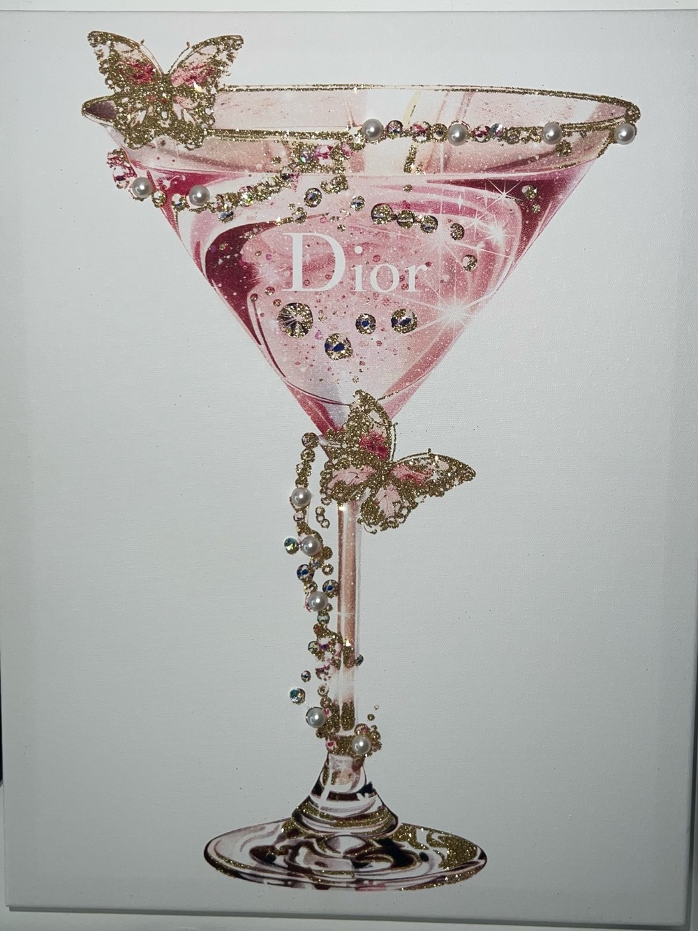 Dior j’adore Eau De Parfum 1ml with an Pink and Gold Martini luxurious Canvas